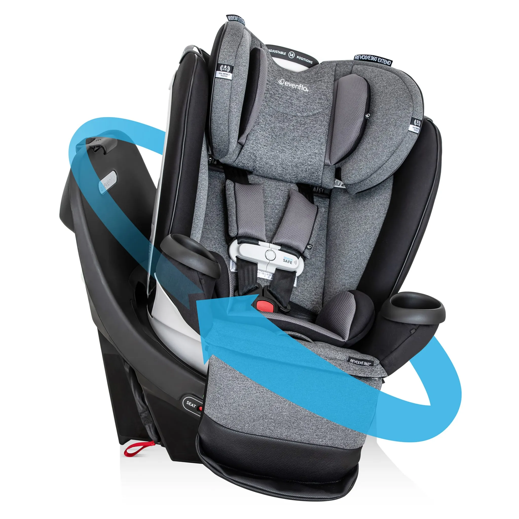 Kids Evenflo Car Seats & Booster Seats|Car Seats>Gold Revolve360 Extend All-in-One Rotational Car Seat with SensorSafe - Moonstone Gray
