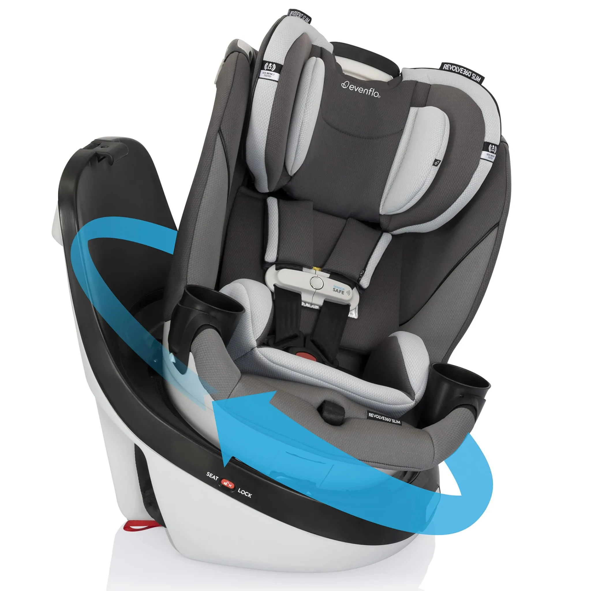 Kids Evenflo Car Seats & Booster Seats|Car Seats>Gold Revolve360 Slim 2-in-1 Rotational Car Seat with SensorSafe - Pearl Gray