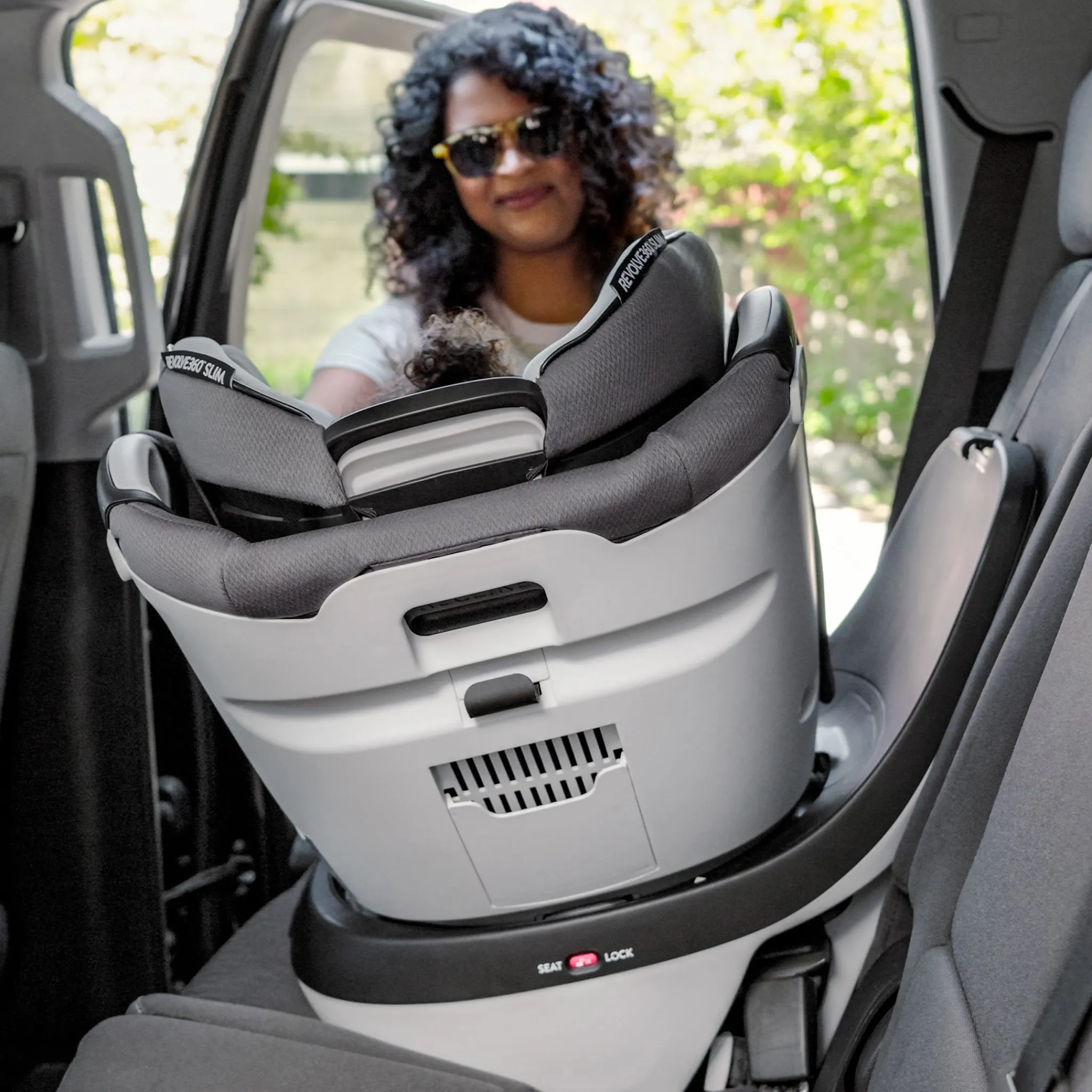 Kids Evenflo Car Seats & Booster Seats|Car Seats>Gold Revolve360 Slim 2-in-1 Rotational Car Seat with SensorSafe - Pearl Gray