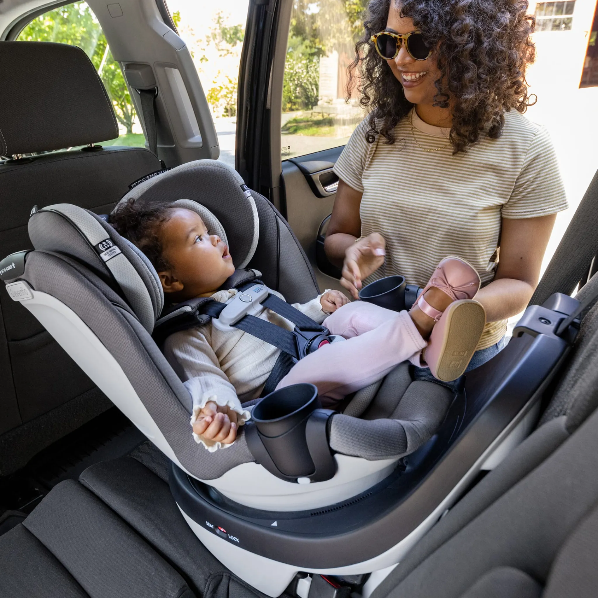 Kids Evenflo Car Seats & Booster Seats|Car Seats>Gold Revolve360 Slim 2-in-1 Rotational Car Seat with SensorSafe - Pearl Gray
