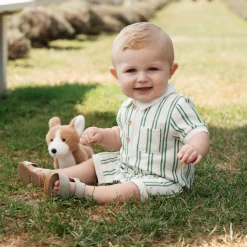 BOY Firsts par Petit Lem Golf Striped Romper 3-24m