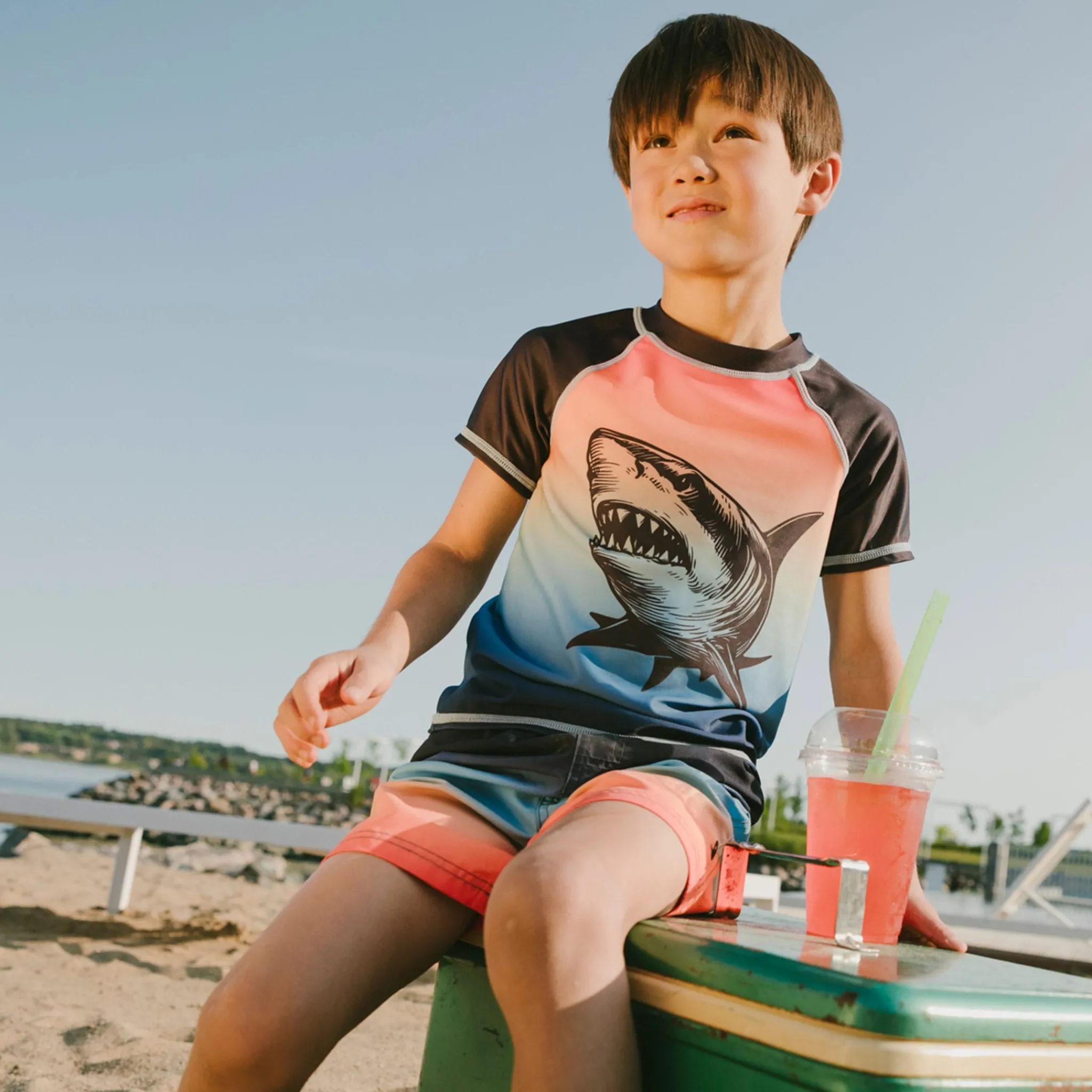 Kids/BOY Deux par Deux Swimsuits>Gradient Swim Short 7-12