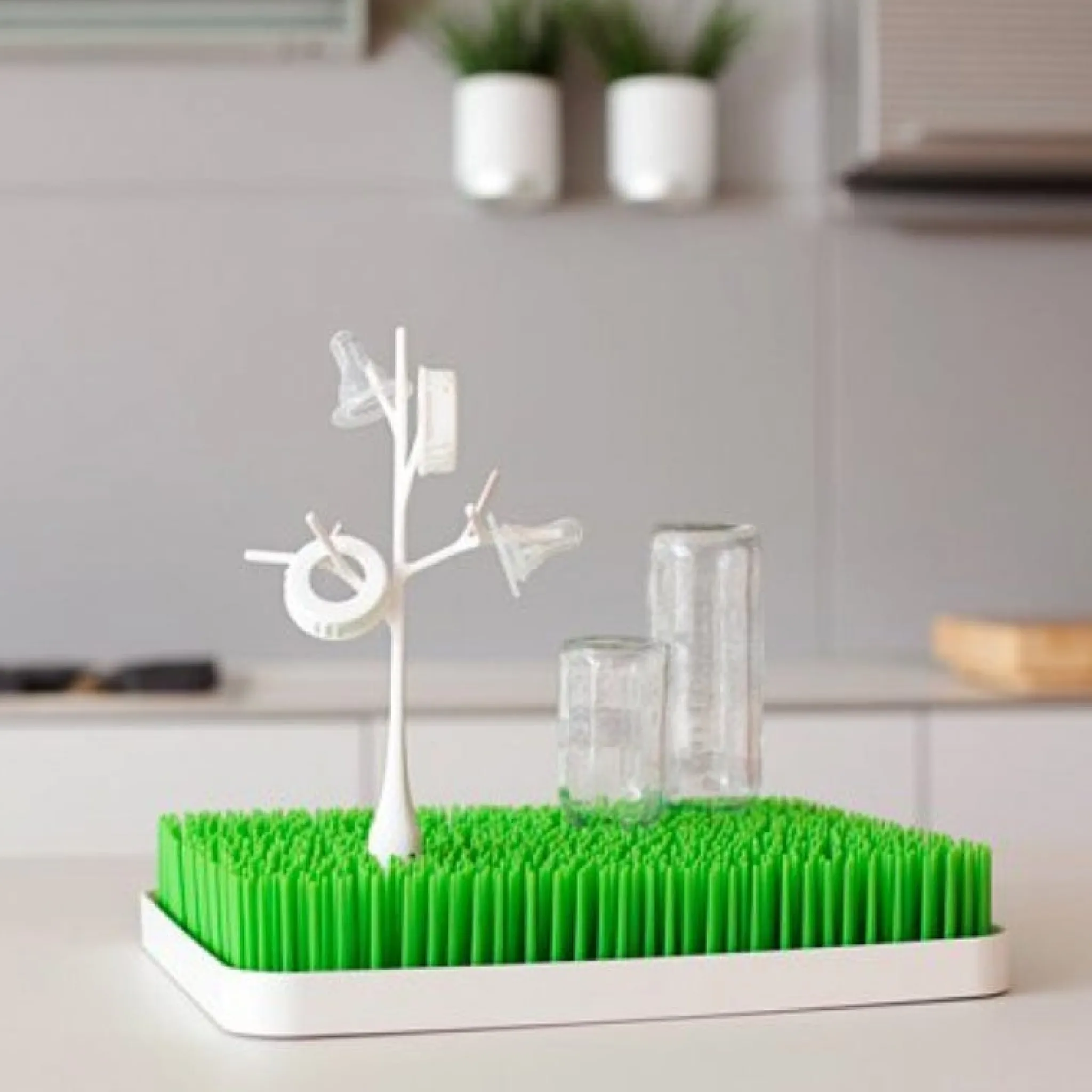 Kids Boon Cleaning & Food Preparation|Cleaning & Sterilizing>Grass Countertop Drying Rack - Green