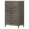 South Shore Storage Furniture>Gravity 5-Drawer Chest Dresser - Gray Maple