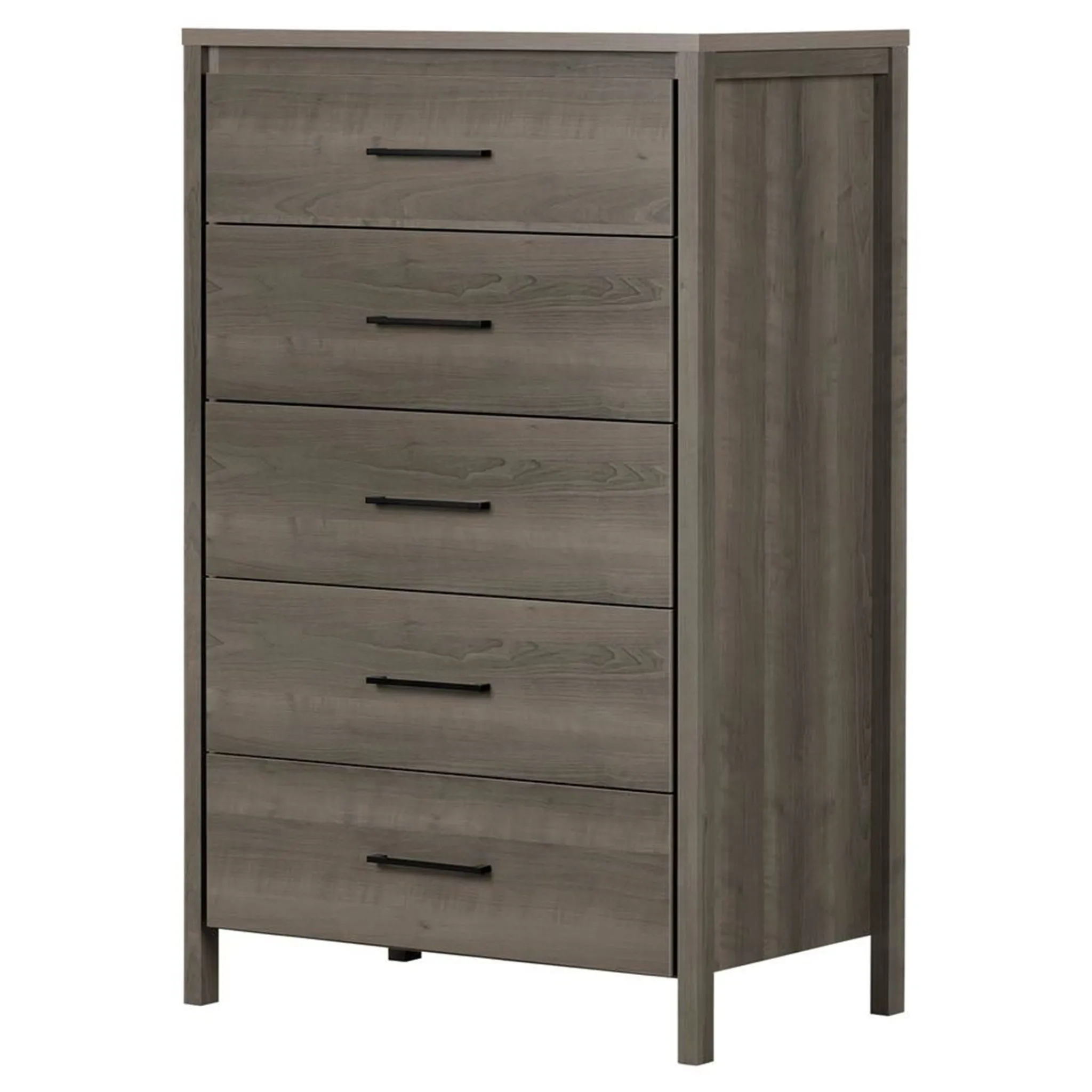 South Shore Storage Furniture>Gravity 5-Drawer Chest Dresser - Gray Maple