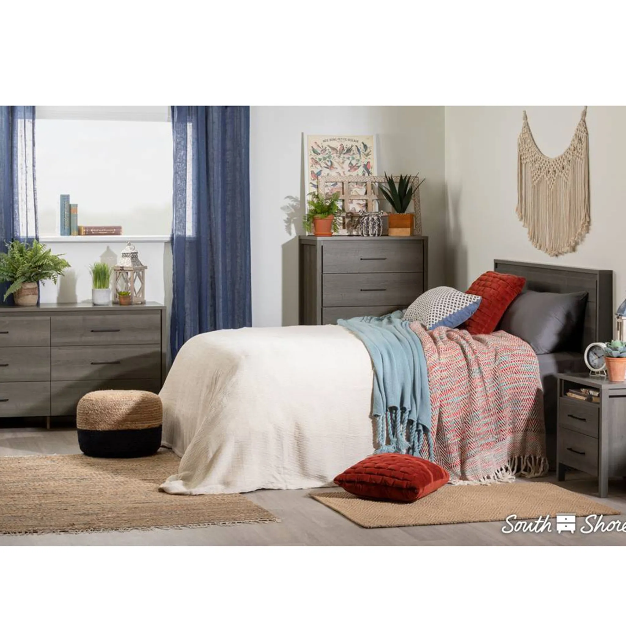 South Shore Storage Furniture>Gravity 5-Drawer Chest Dresser - Gray Maple