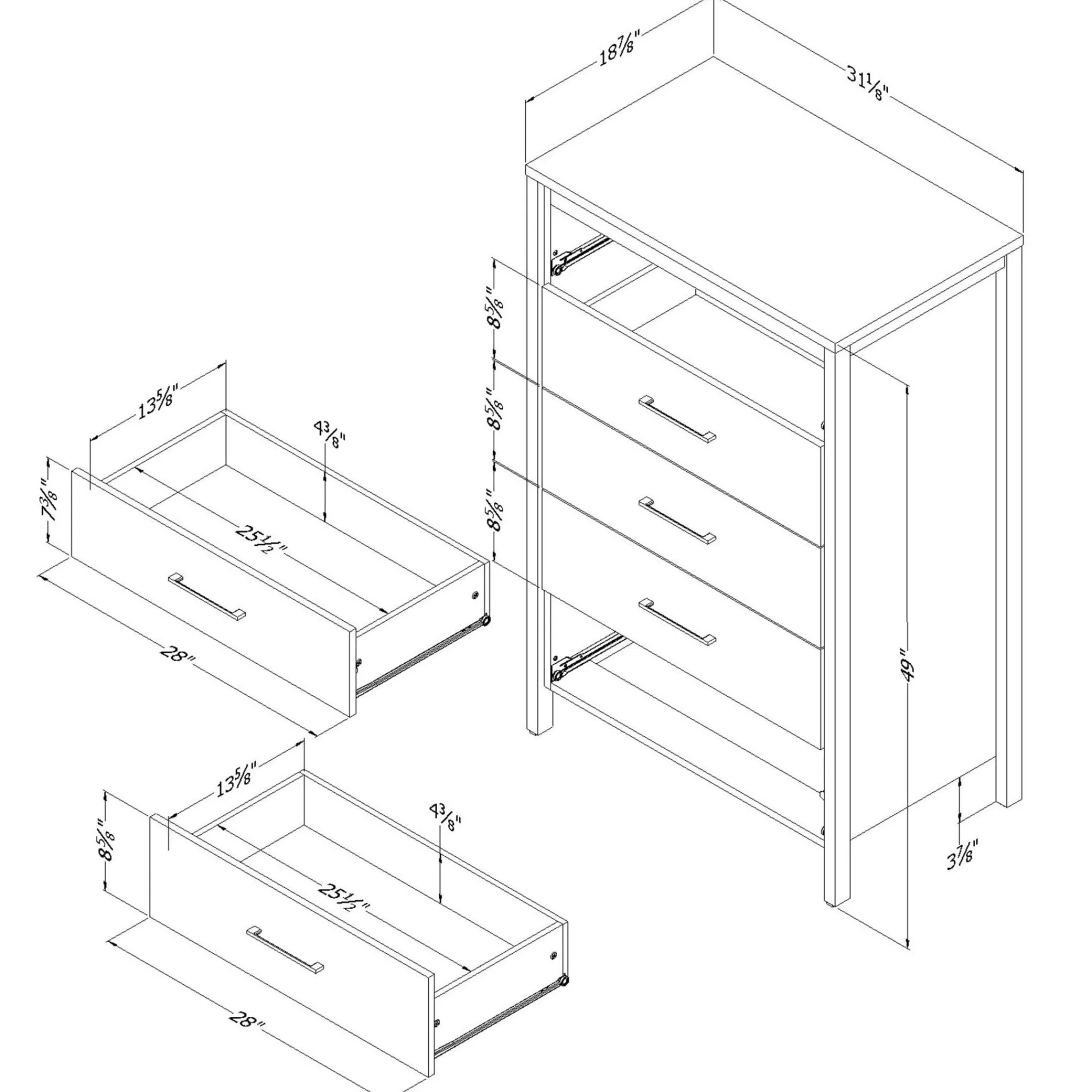 South Shore Storage Furniture>Gravity 5-Drawer Chest Dresser - Gray Maple