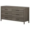 South Shore Storage Furniture>Gravity 6-Drawer Double Dresser - Gray Maple