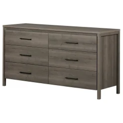 South Shore Storage Furniture>Gravity 6-Drawer Double Dresser - Gray Maple