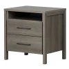 South Shore Nightstands>Gravity 2-Drawer Nightstand with Storage - Gray Maple