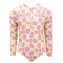 Kids Look Swimsuits>Groovy Flowers Long Sleeves Swimsuit 2-14y