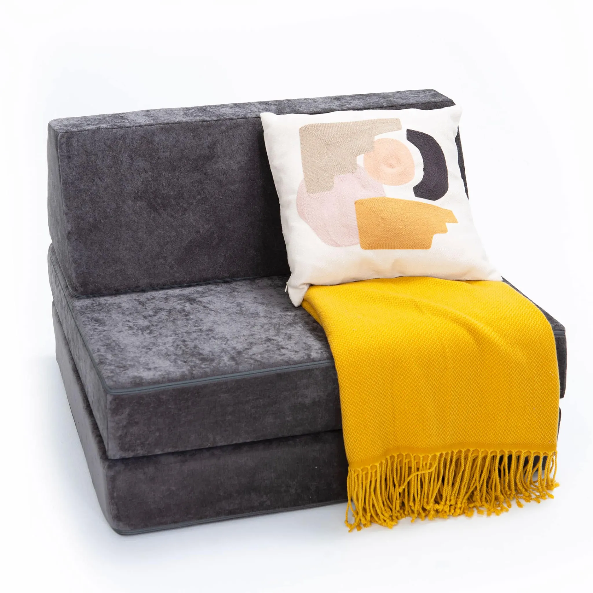 Go Coconut Kid'S Tables & Chairs>Half Modular Sofa - Charcoal Chil