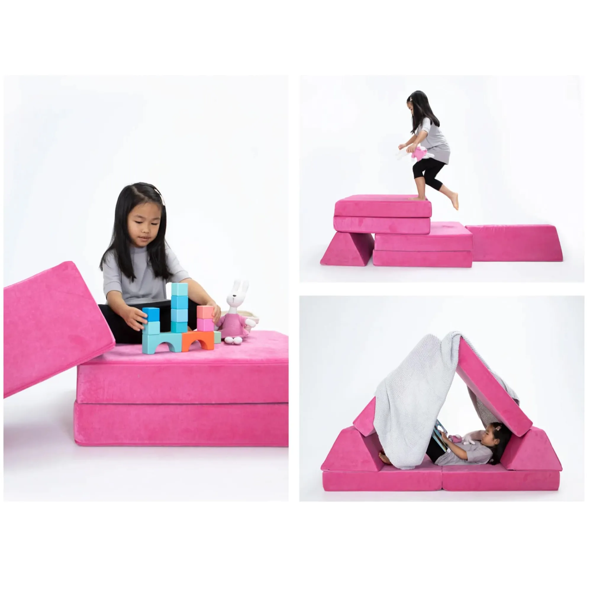 Go Coconut Kid'S Tables & Chairs>Half Modular Sofa - Pitaya Punch