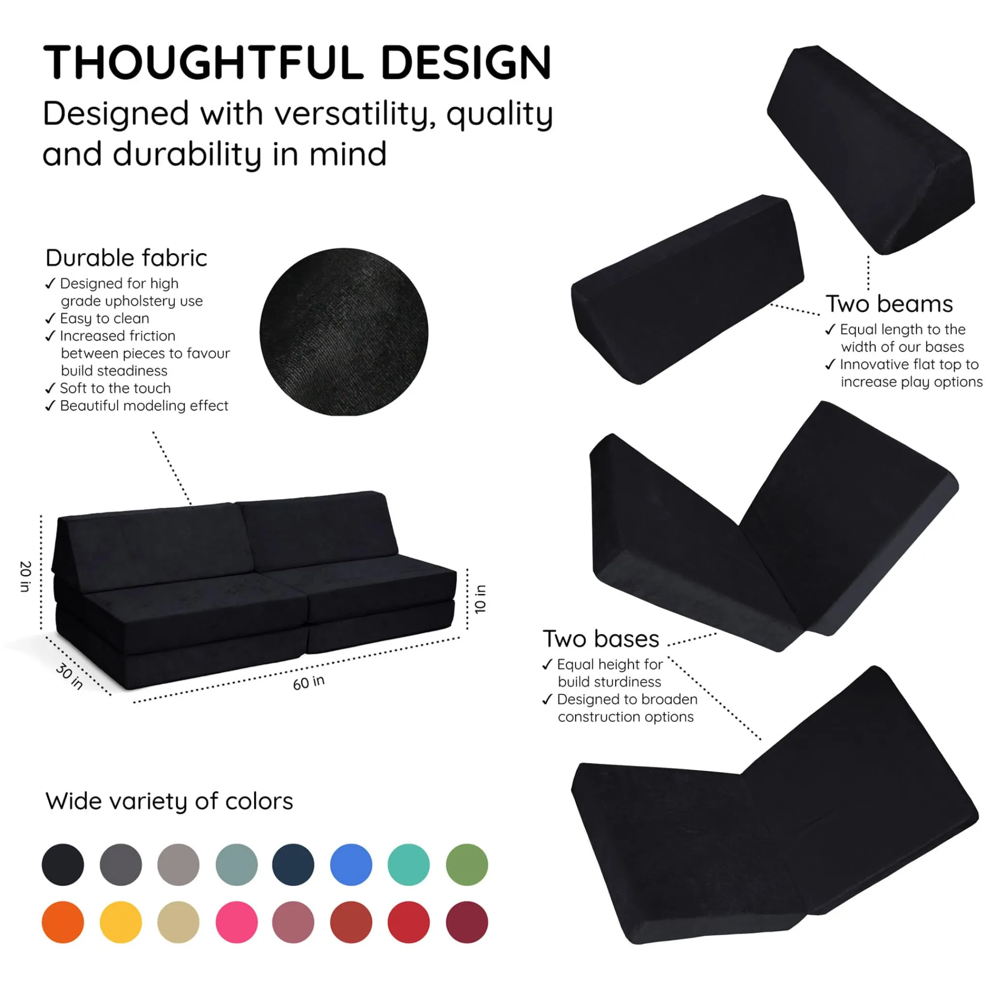 Go Coconut Kid'S Tables & Chairs>Half Modular Sofa - Sea Berry