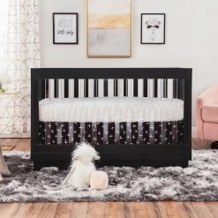 Babyletto Cribs & Mattresses|Cribs & Mattresses>Harlow 3-in-1 Convertible Crib with Toddler Bed Conversion Kit - Black / Acrylic