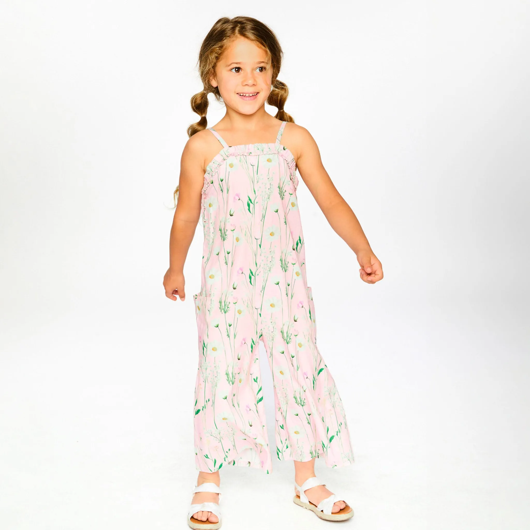 Kids Deux par Deux Hat Flowers Jumpsuit 7-10