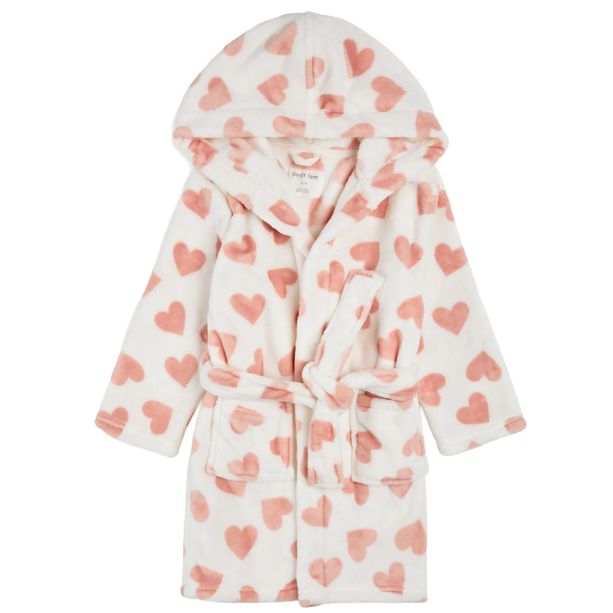 Kids Petit Lem Hearts Bathrobe 2-14