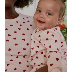 Petit Lem Hearts Waffle Pajamas 0-24m
