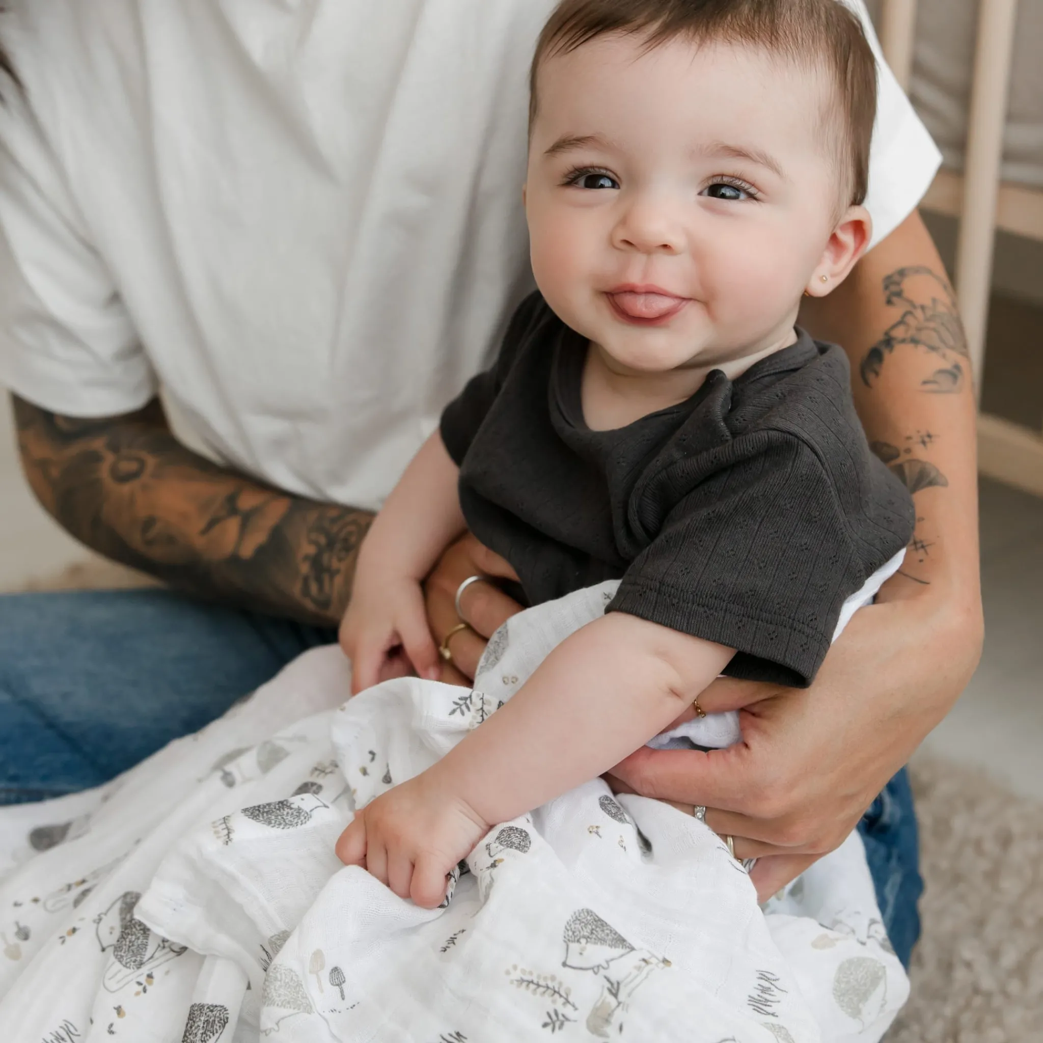 Kids Perlimpinpin Blankets|Blankets>Hedgehog Muslin Blanket