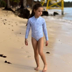 Kids Look Hibiscus Long Sleeve Swimsuit 2-14y