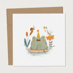 Mimosa Design Greeting Cards|Party Supplies>Holiday Greeting Card - Festive Frog