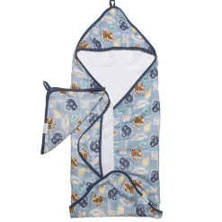 Kids Loulou Lollipop Muslin Products|Towels & Wipes>Hooded Towel Set - Jungle Friend