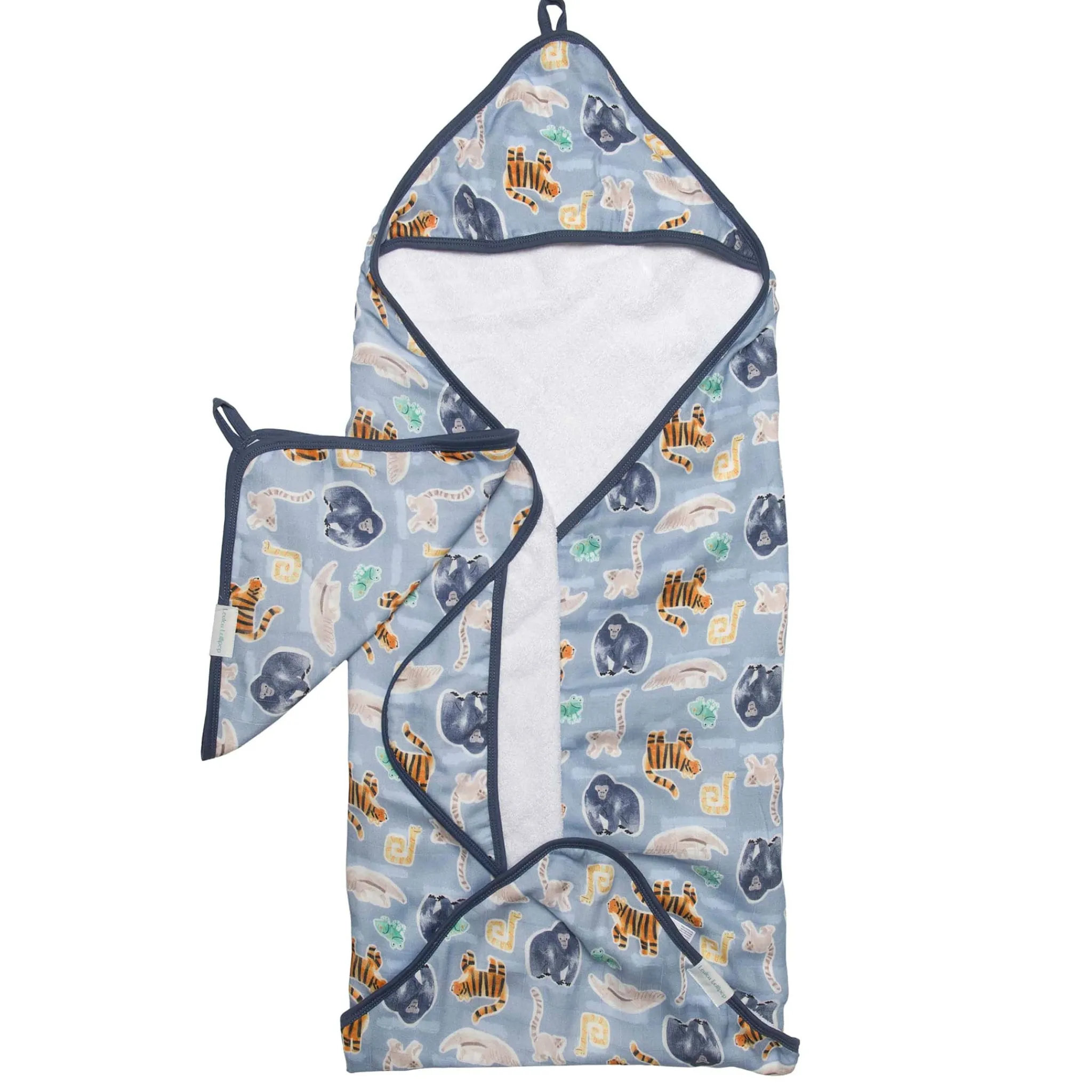 Kids Loulou Lollipop Muslin Products|Towels & Wipes>Hooded Towel Set - Jungle Friend