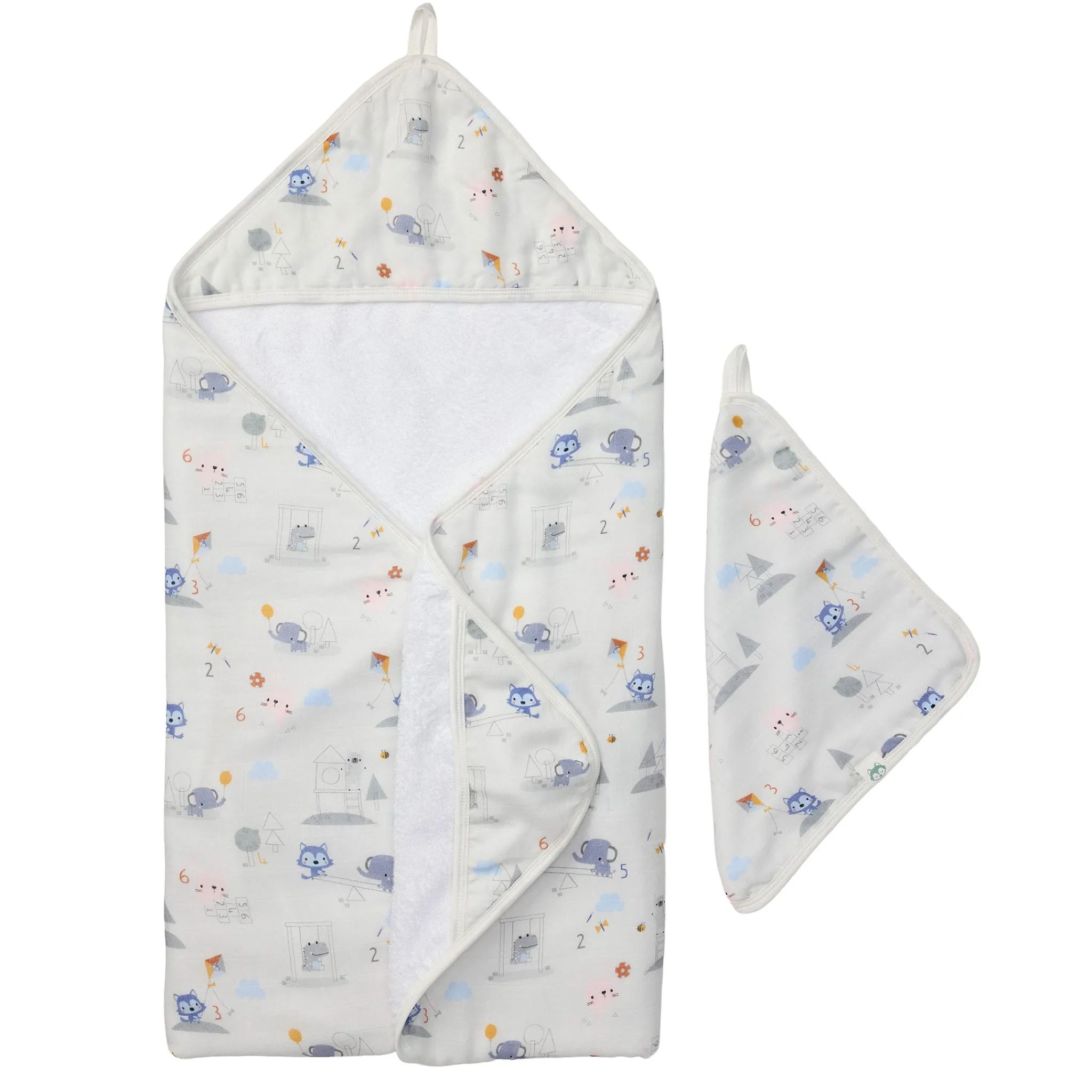 Kids Loulou Lollipop Muslin Products|Towels & Wipes>Hooded Towel Set - Tiny Mathletes