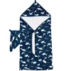 Kids Loulou Lollipop Muslin Products|Towels & Wipes>Hooded Towel Set - Whales