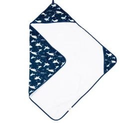 Kids Loulou Lollipop Muslin Products|Towels & Wipes>Hooded Towel Set - Whales