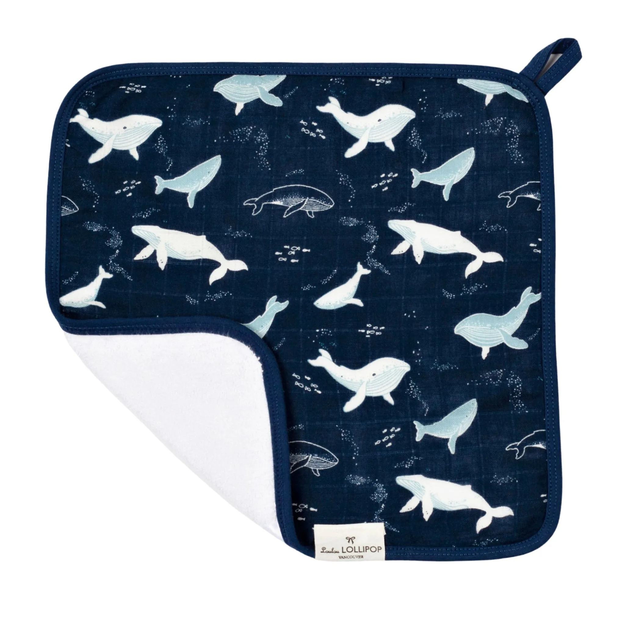 Kids Loulou Lollipop Muslin Products|Towels & Wipes>Hooded Towel Set - Whales