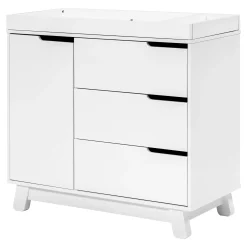 Babyletto Changing Tables>Hudson 3-Drawer Changer Dresser with Removable Changing Tray - White