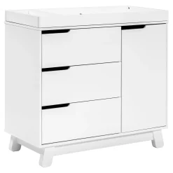 Babyletto Changing Tables>Hudson 3-Drawer Changer Dresser with Removable Changing Tray - White
