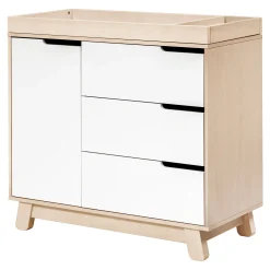 Babyletto Hudson 3-Drawer Changer Dresser with Removable Changing Tray - Washed Natural / White