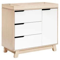 Babyletto Hudson 3-Drawer Changer Dresser with Removable Changing Tray - Washed Natural / White