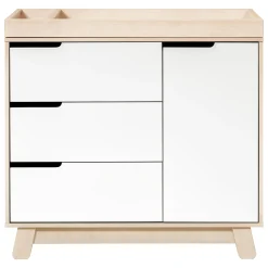 Babyletto Hudson 3-Drawer Changer Dresser with Removable Changing Tray - Washed Natural / White