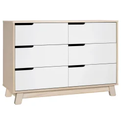 Babyletto Hudson 6-Drawer Double Dresser - Washed Natural / White