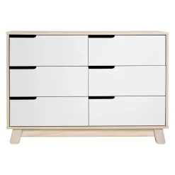 Babyletto Hudson 6-Drawer Double Dresser - Washed Natural / White