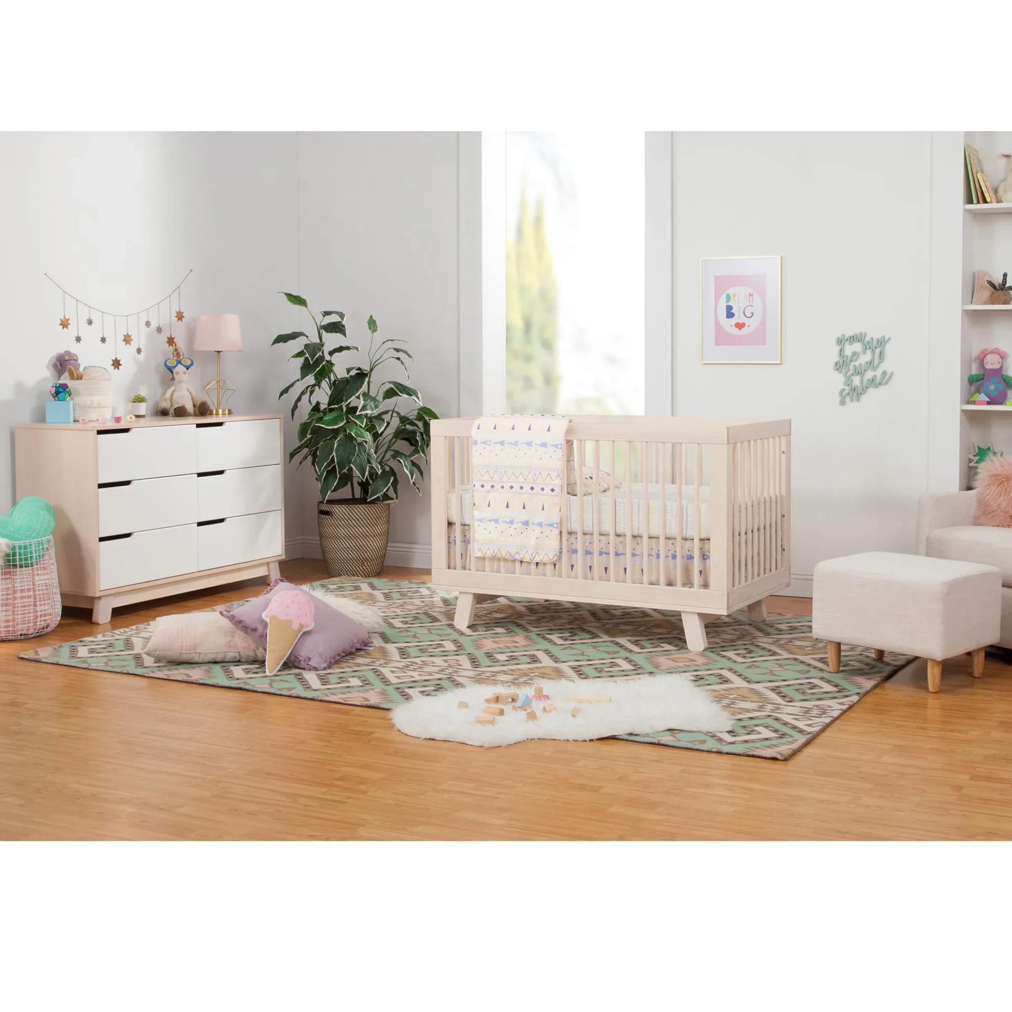 Babyletto Hudson 6-Drawer Double Dresser - Washed Natural / White
