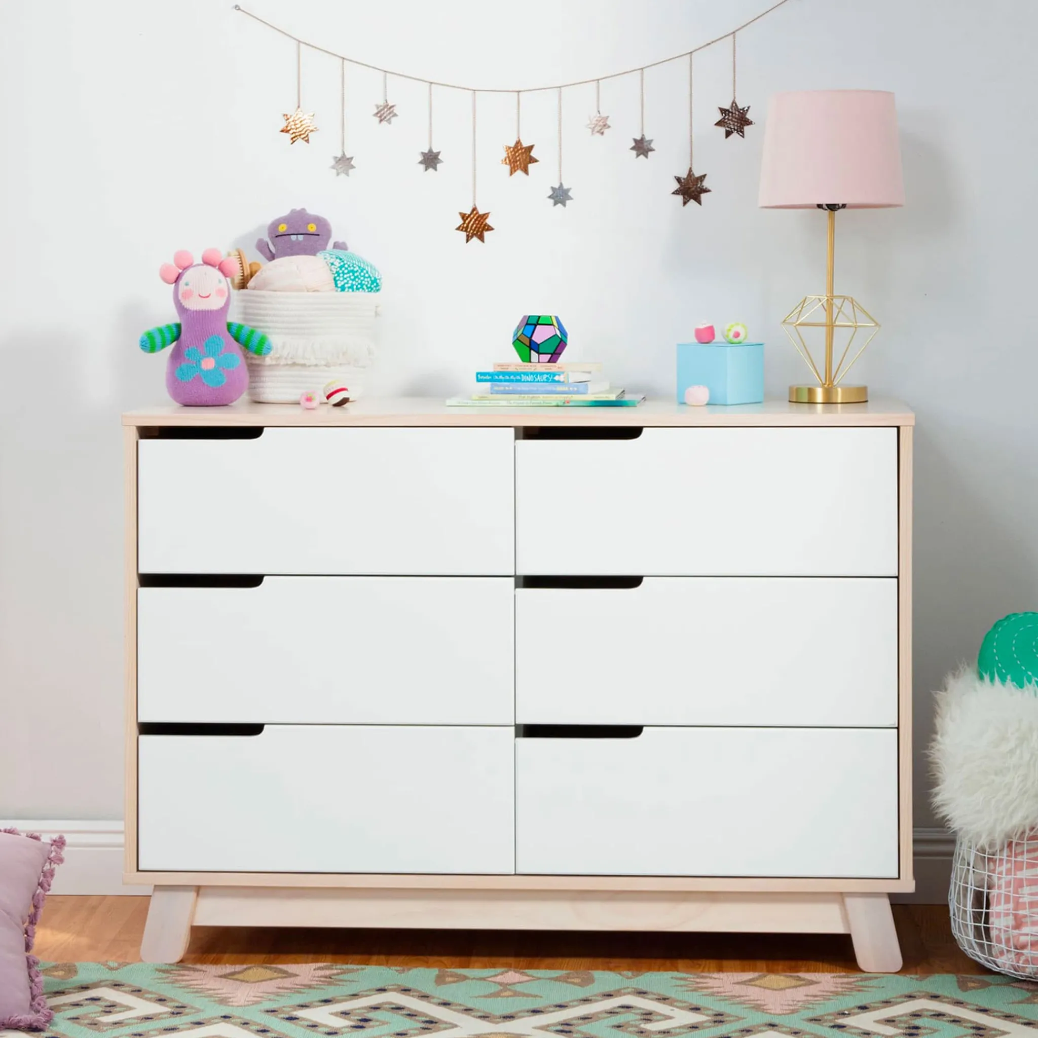 Babyletto Hudson 6-Drawer Double Dresser - Washed Natural / White