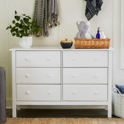 DaVinci Storage Furniture>Jayden 6-Drawer Double Wide Dresser - White