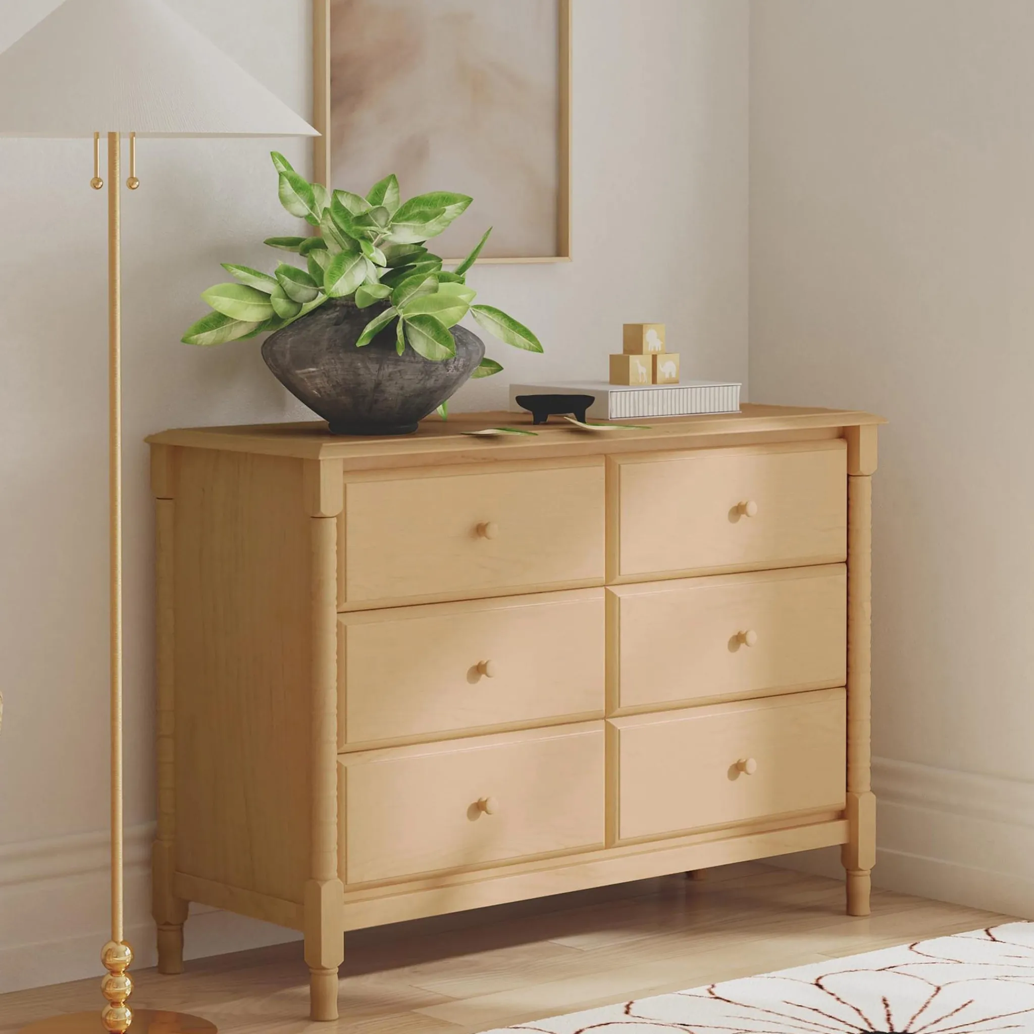 DaVinci Storage Furniture>Jenny Lind Spindle 6-Drawer Dresser - Honey