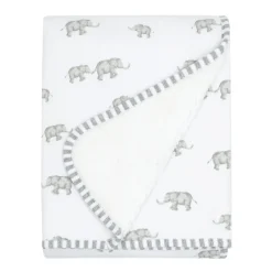 Kids Living Textiles Blankets|Blankets>Jersey Sherpa Blanket - Grey Elephant