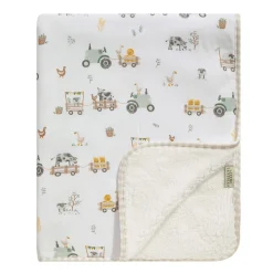 Kids Living Textiles Blankets|Blankets>Jersey Sherpa Blanket - Tractor Ride