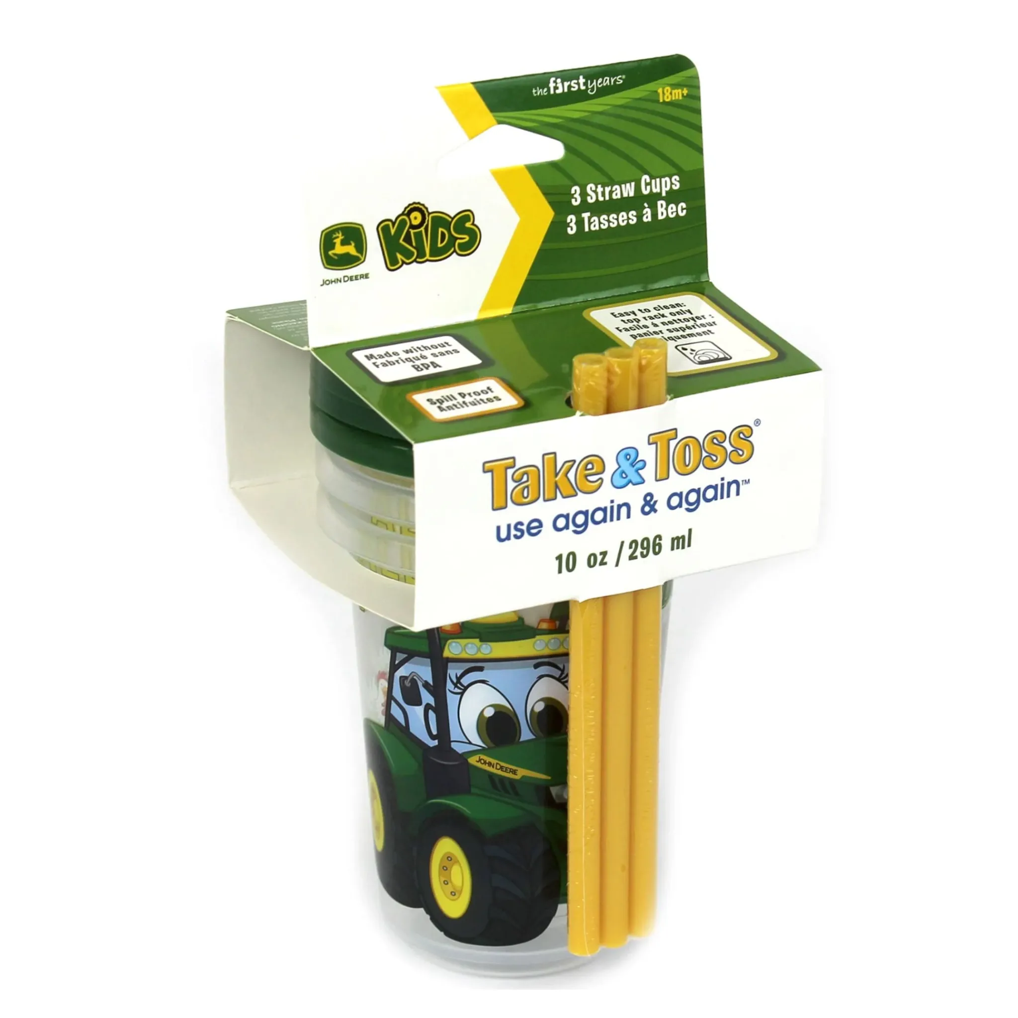 Kids Lamaze Breastfeeding|Tableware>John Deere 10oz Spill Proof Straw Cup 3-Pack