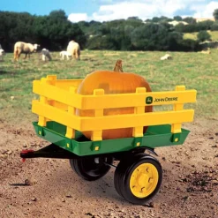 Kids Peg Perego John Deere Trailer - Green/Yellow