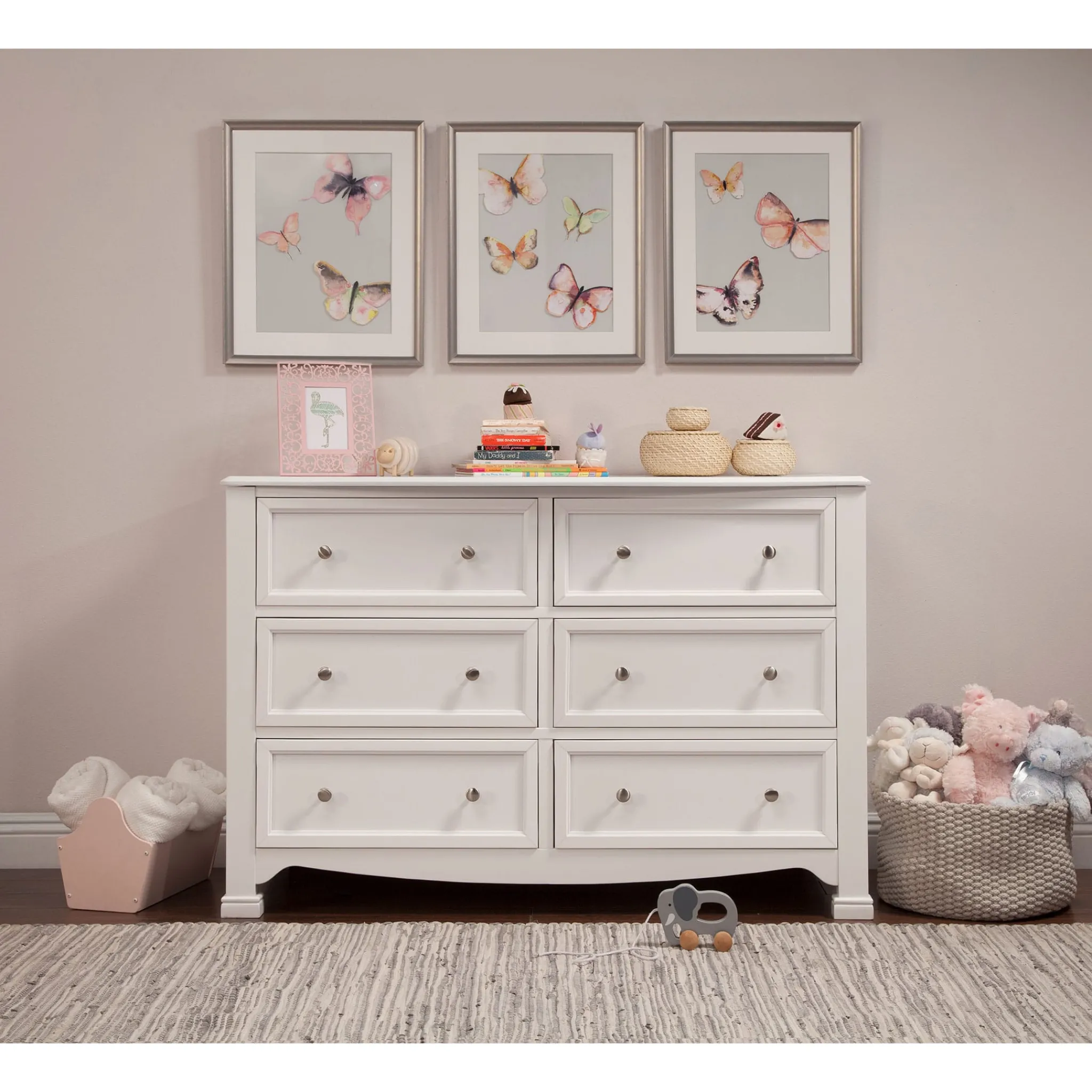 DaVinci Kalani 6-Drawer Double Wide Dresser - White Finish