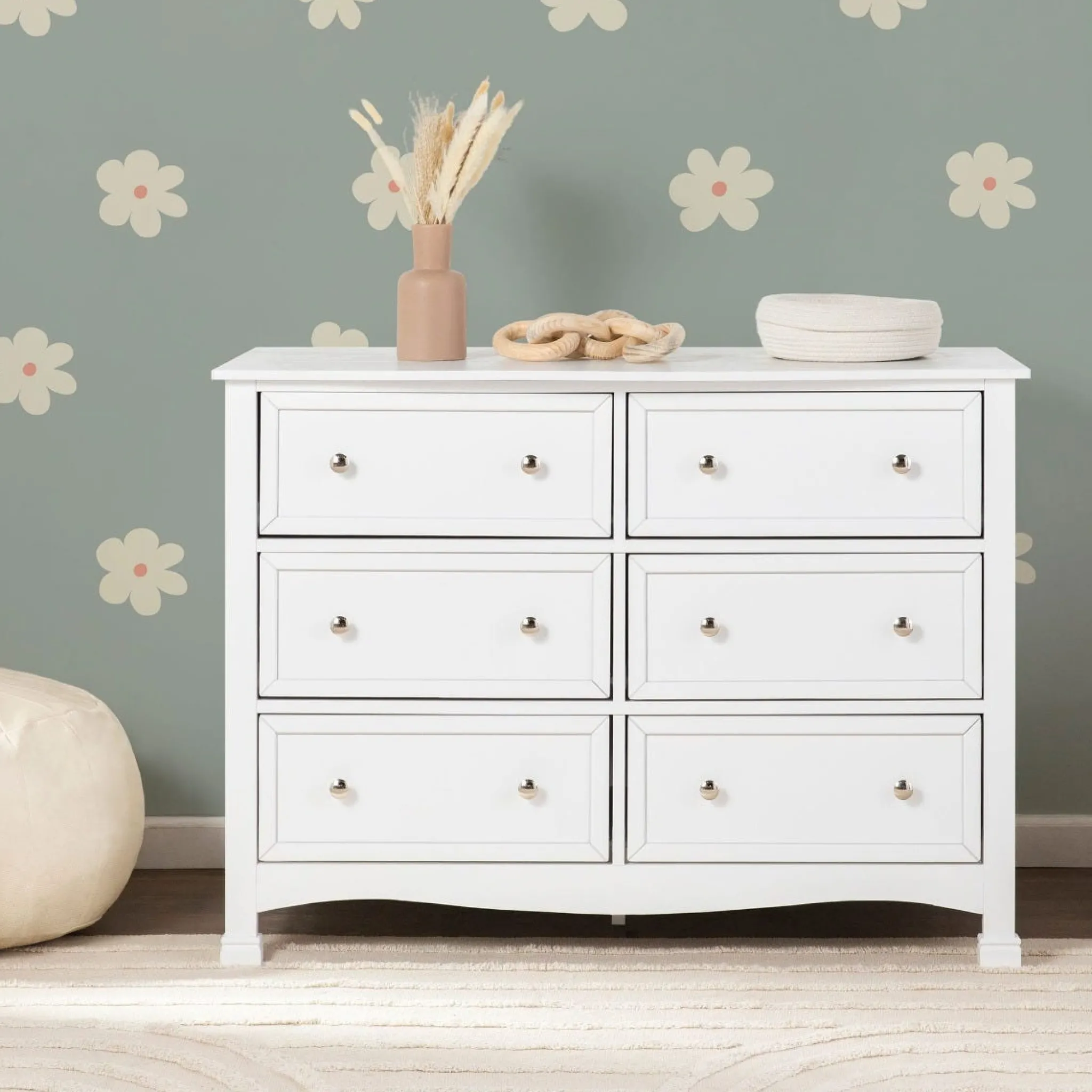 DaVinci Kalani 6-Drawer Double Wide Dresser - White Finish