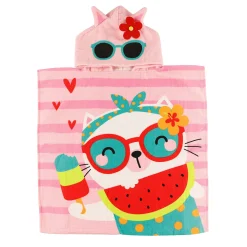 Kids SAFDIE u0026 CO Summer Activities|Outdoors & Travel>Kid Hooded Towel - Summer Kitty