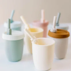 Kids Loulou Lollipop Kids Silicone Cup with Straw - Elephant